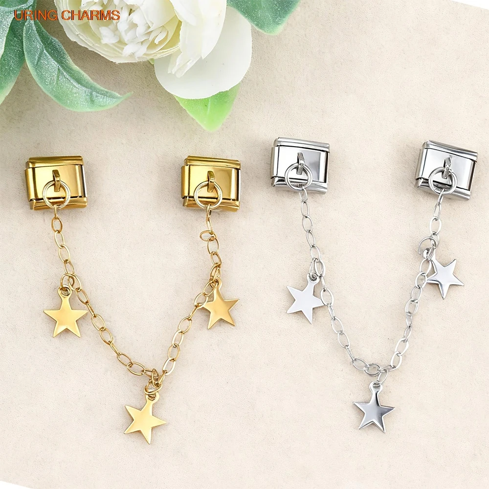 Design Heart Cross Star Butterfly Chain Italian Charm Link fit 9mm Stainless Steel DIY Bracelet Making Women Female Jewelry Gift
