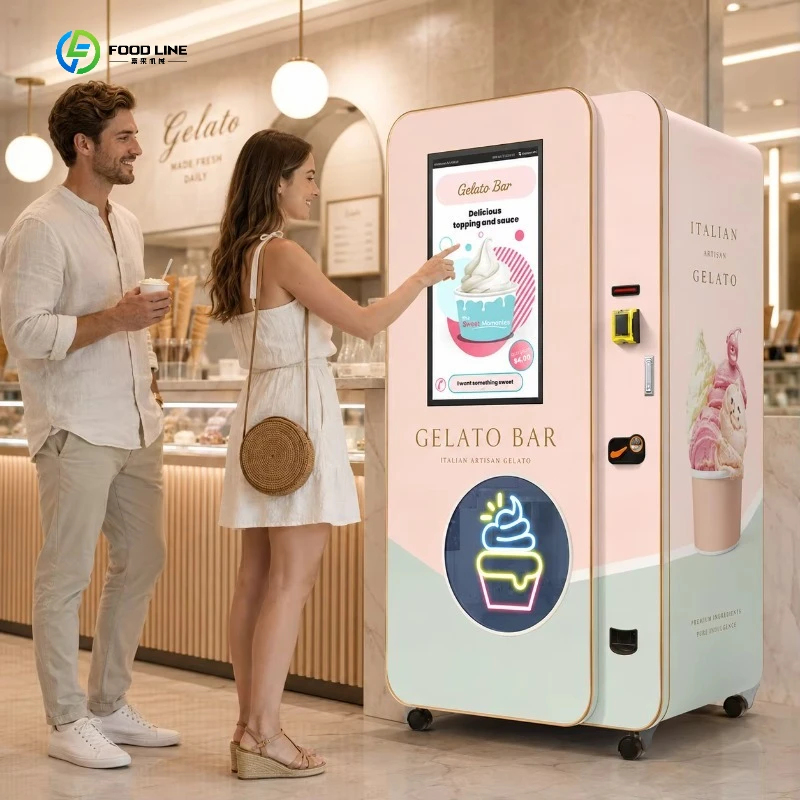 FL Customized Automatic Soft Serve Ice Cream Vending Machine Commercial 100-120 Cups with Global Plug Options