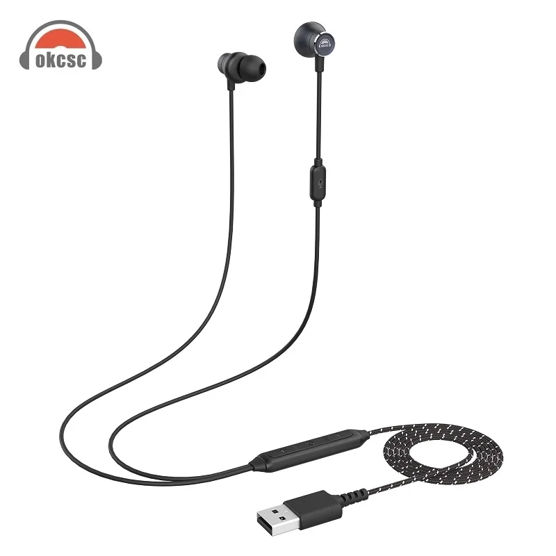 OKCSC GB50 USB Headphone for PC Laptop Wired Earbuds with Microphone Ligtweight Headset for Business Office Meeting