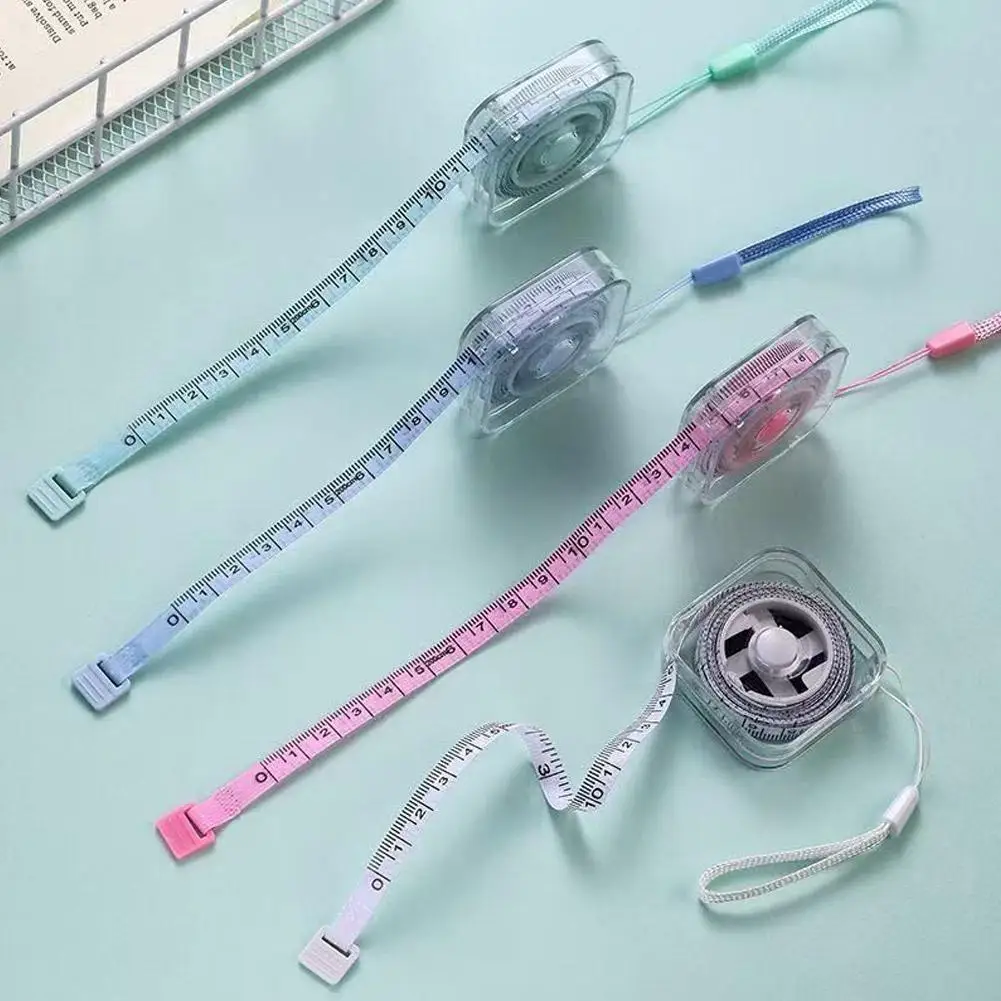 2M Portable Retractable Tape Measure Soft Double Sided Sewing Ruler Transparent Square Body Measuring Tape for Waist Fitness