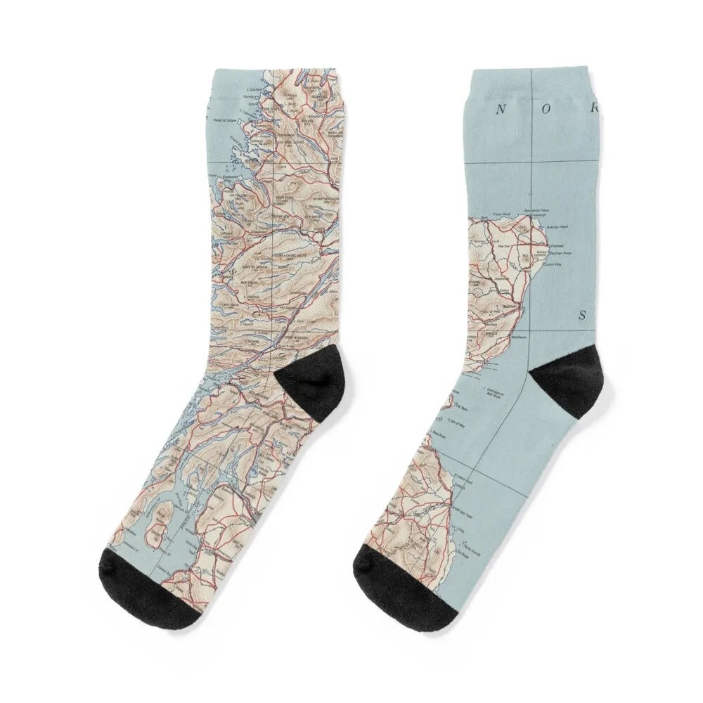 

Vintage Map of Scotland (1943) Socks Crossfit Hiking boots retro Socks Male Women's