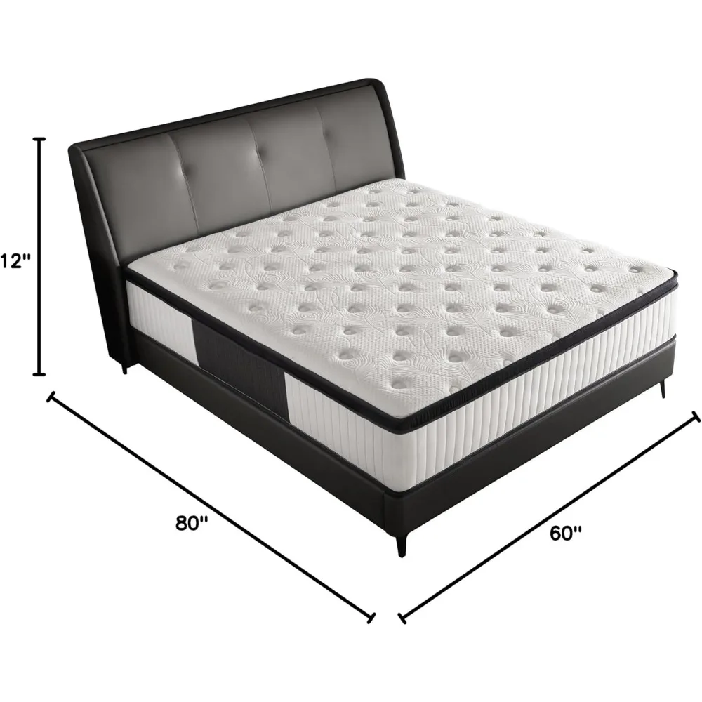 12 Inch Queen Size Mattresses Memory Foam Hybrid White Mattress in a Box,with Provide Support and Improve Sleep Mattresses