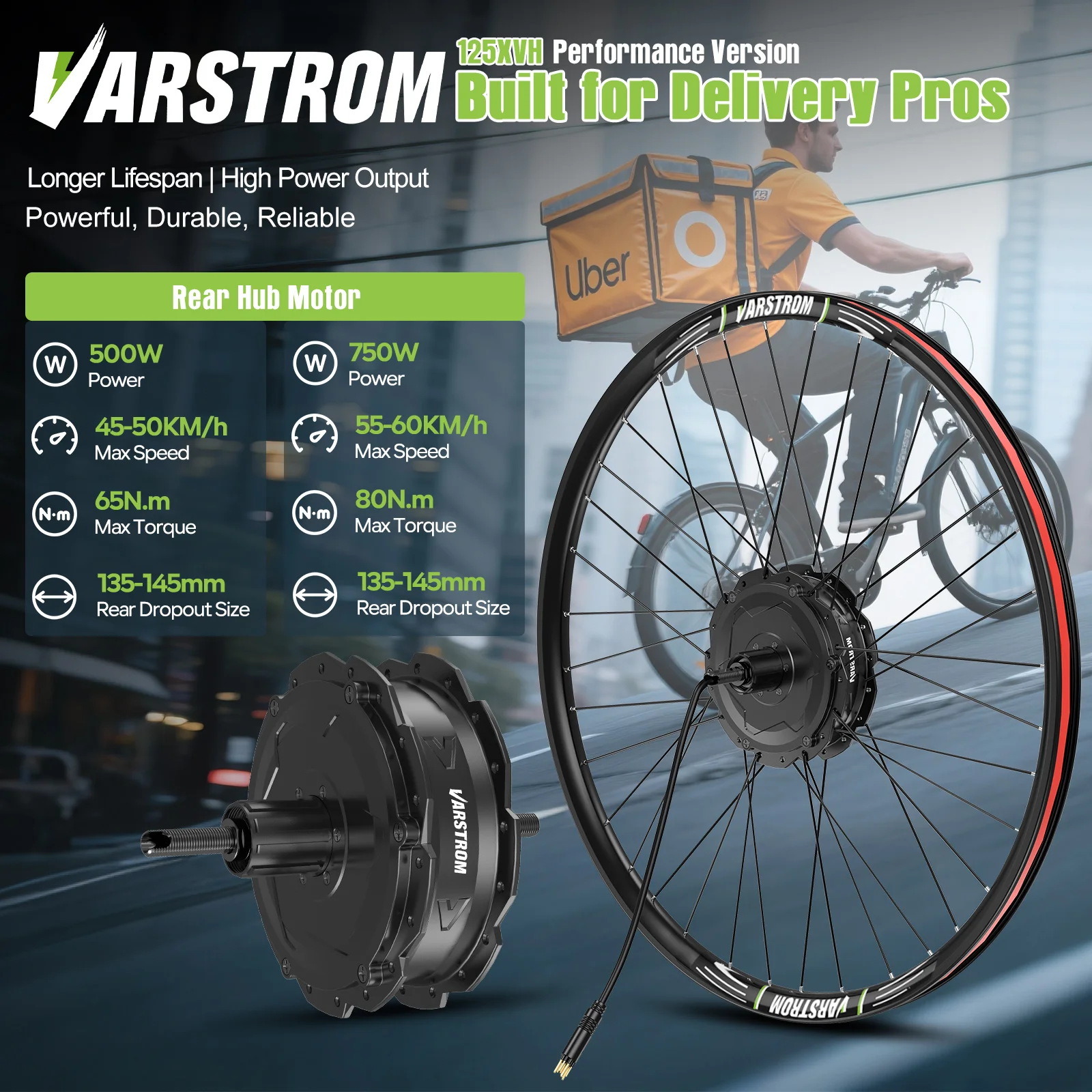 [3Day Delivery Hub Motor kit 750W 500W 48V Rear Cassette Powerful Varstrom 125XVH Electric Bicycle Conversion Disc Brake V-brake