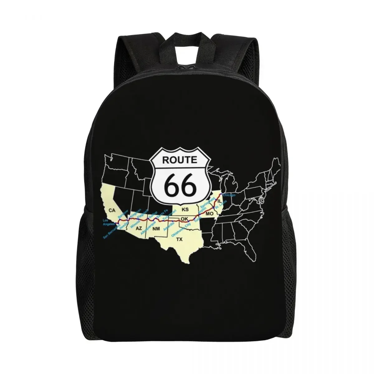 Texas Route 66 America zaino da viaggio uomo donna scuola Laptop Bookbag America Highway Pattern College Student Daypack Bags