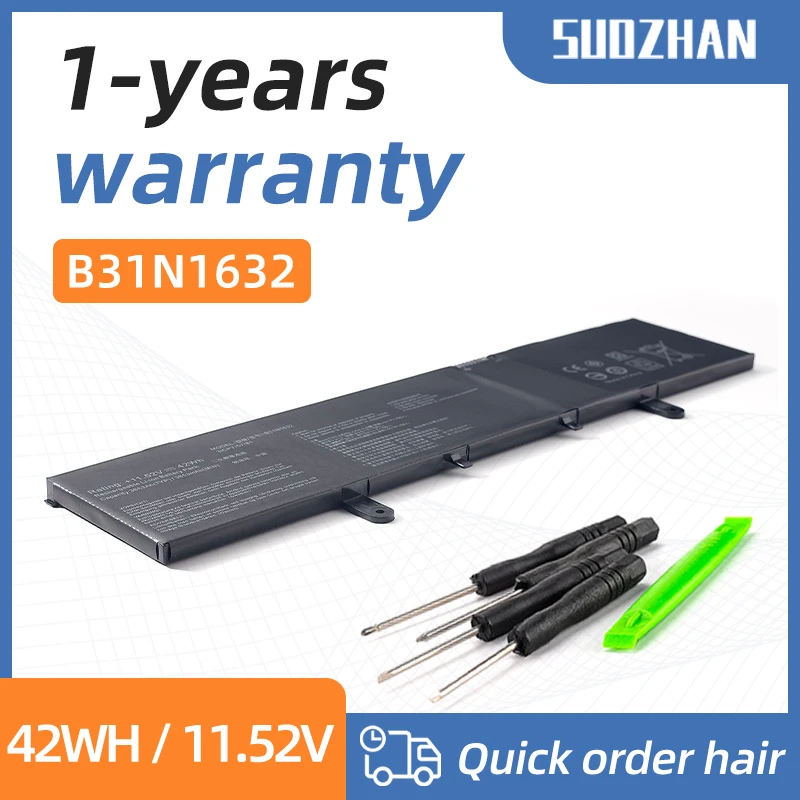 

B31N1632 Laptop Battery For ASUS Vivobook 14 X405 X405U X405UA X405UQ X405UR Zenbook S4100U S4100UQ S4200UQ 11.52V 42WH