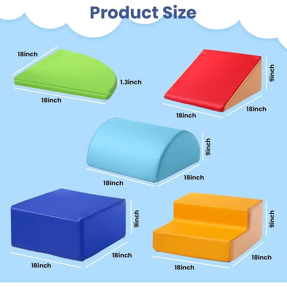 Nadmuchiwane bloki piankowe do wspinaczki dla niemowląt, siłownia wewnętrzna z ekoskóry, wodoodporny zestaw do zabawy dla maluchów, wiek 1-3 lata