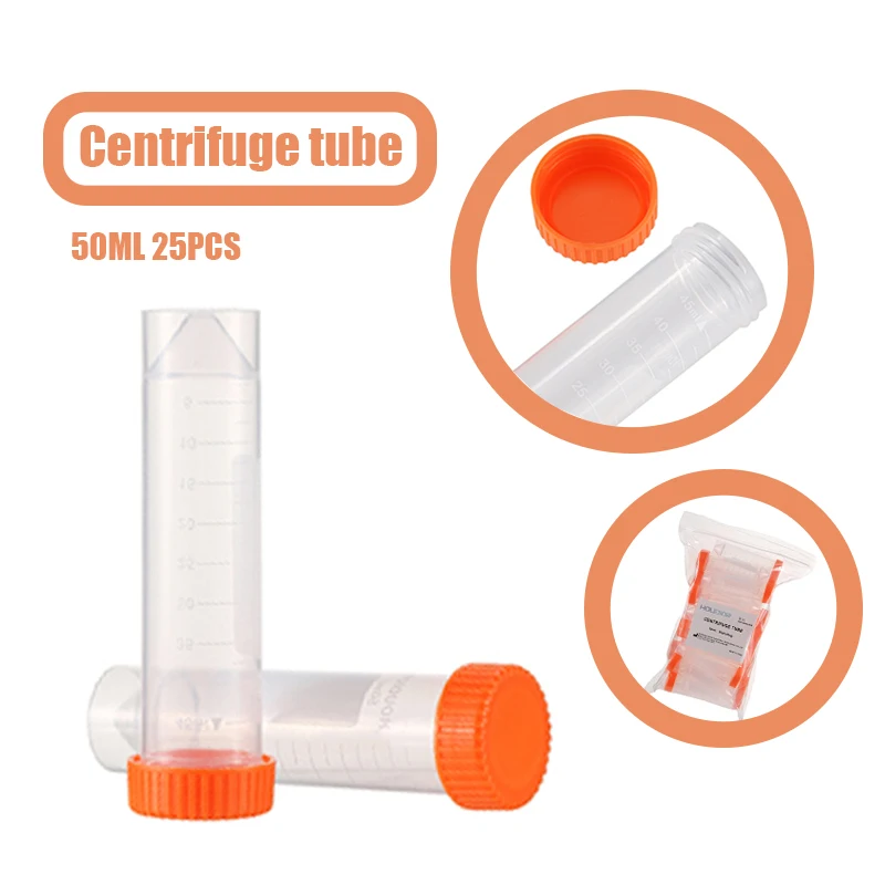 leakproof centrifuge tubes leakproof screw caps recipiente plastico graduado write marks laboratory lab school 50ml 25 pcs 01