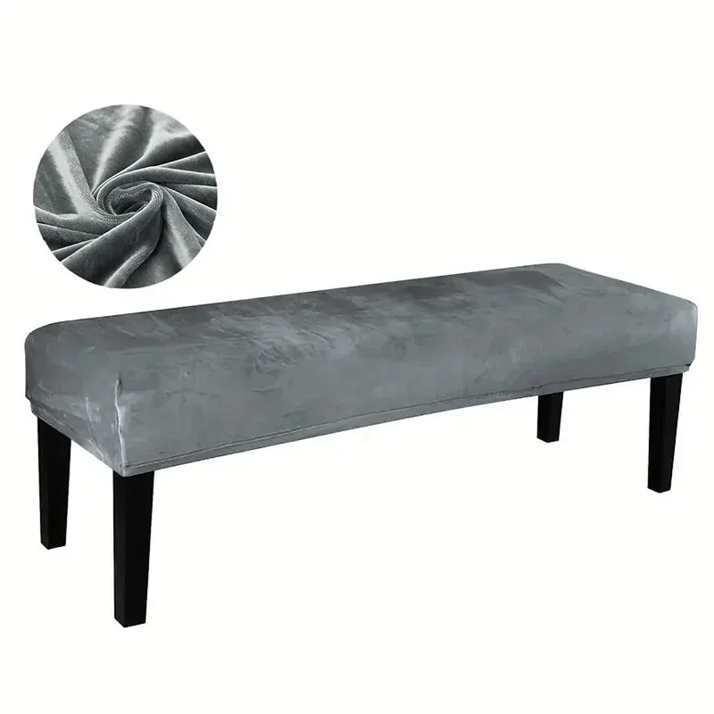 yes2Pcs Elastic Velvet Bench Covers with Rope Anti-Skid Dustproof Universal Solid Chair Cover Autumn and Winter Warm Seat Protec