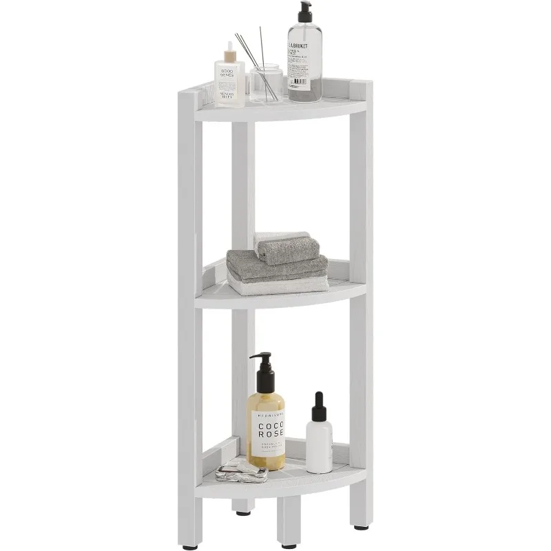 Corner Shelf 3 Tiers Corner Stool, Poly Lumber Bathroom Shelf Organizer,Floor Standing Bookshelf, HIPS Water Resistant Corner