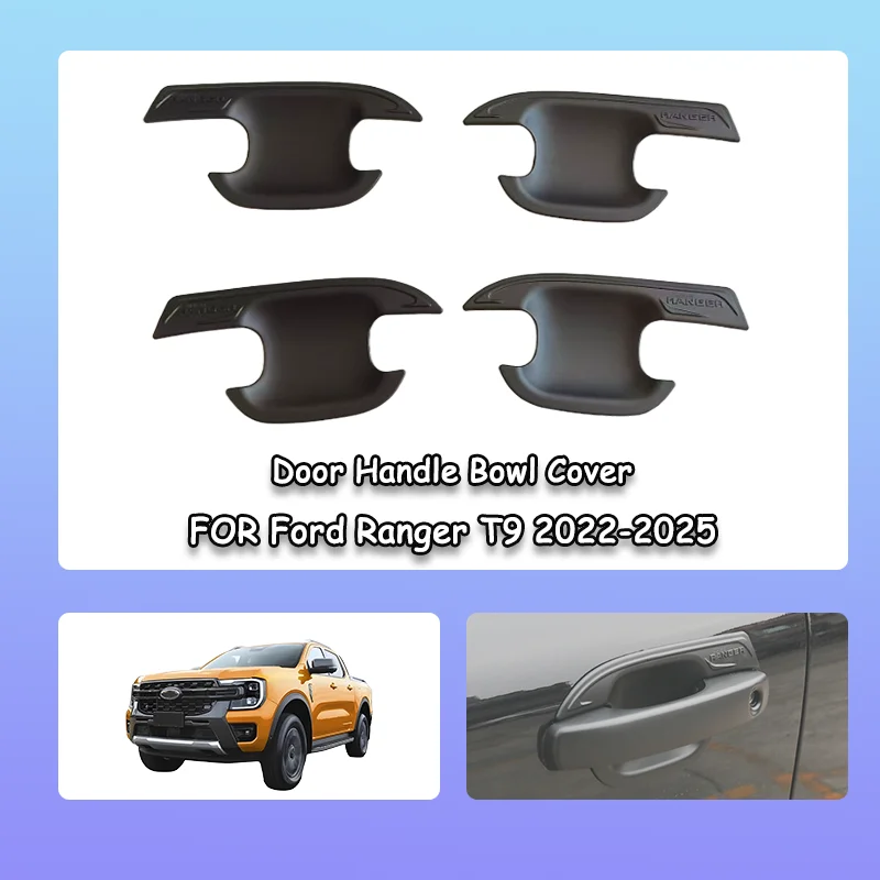 

Auto Door Handle Bowl Cover for Ford Ranger T9 2021-2025 Car Door Handle Bowl Cover black color Trim