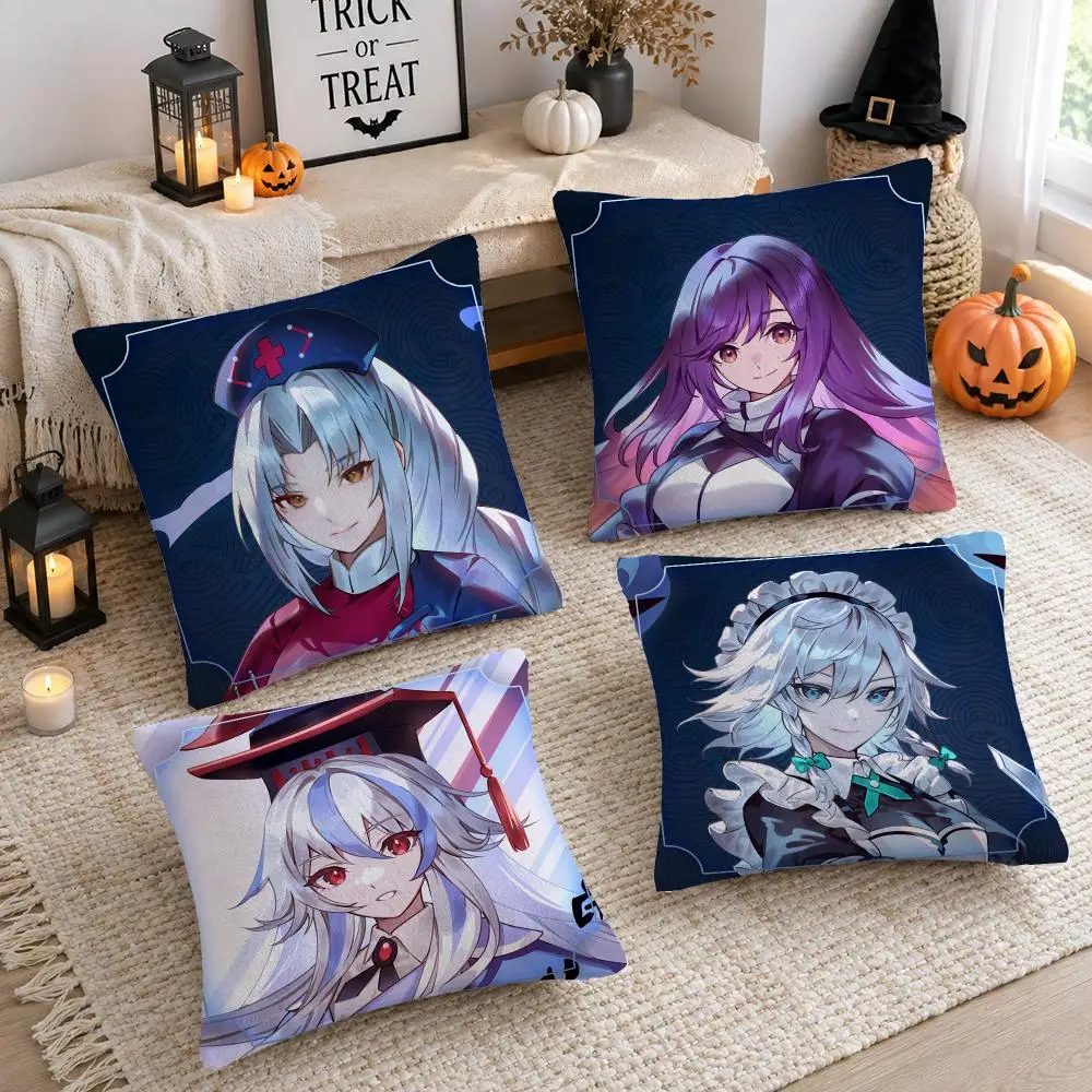 Anime T-Touhou Project Cushion Cover Soft Plush Cushion Case Throw Pillowcase Cozy Home Sofa Bed Living Room Decor