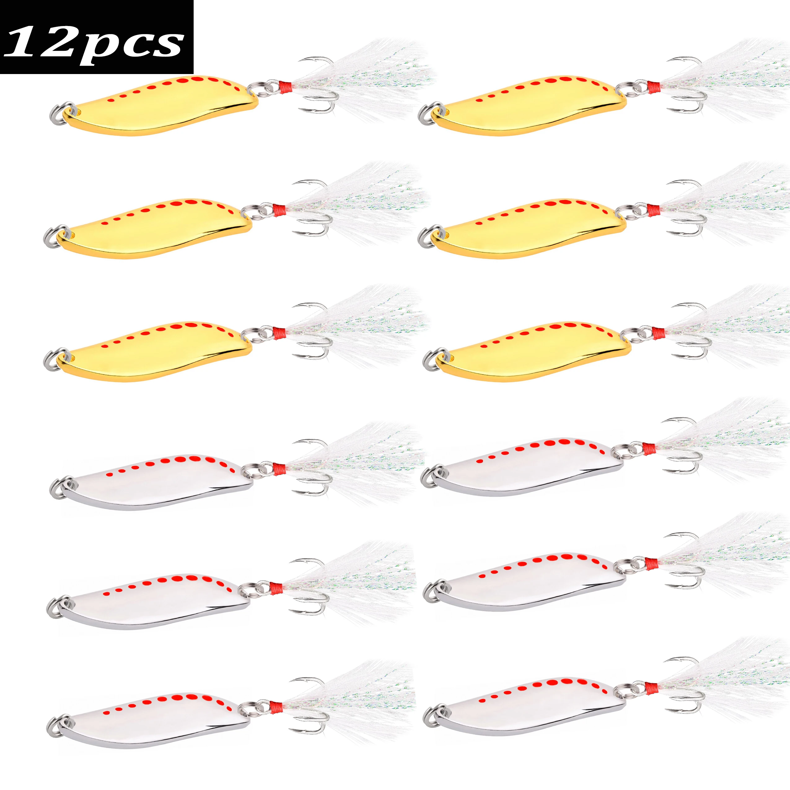12 pçs colher de metal lantejoulas iscas de pesca pesca sanguessuga gabarito wobbler isca artificial crankbaits para pesca com mosca iscas duras truta isca