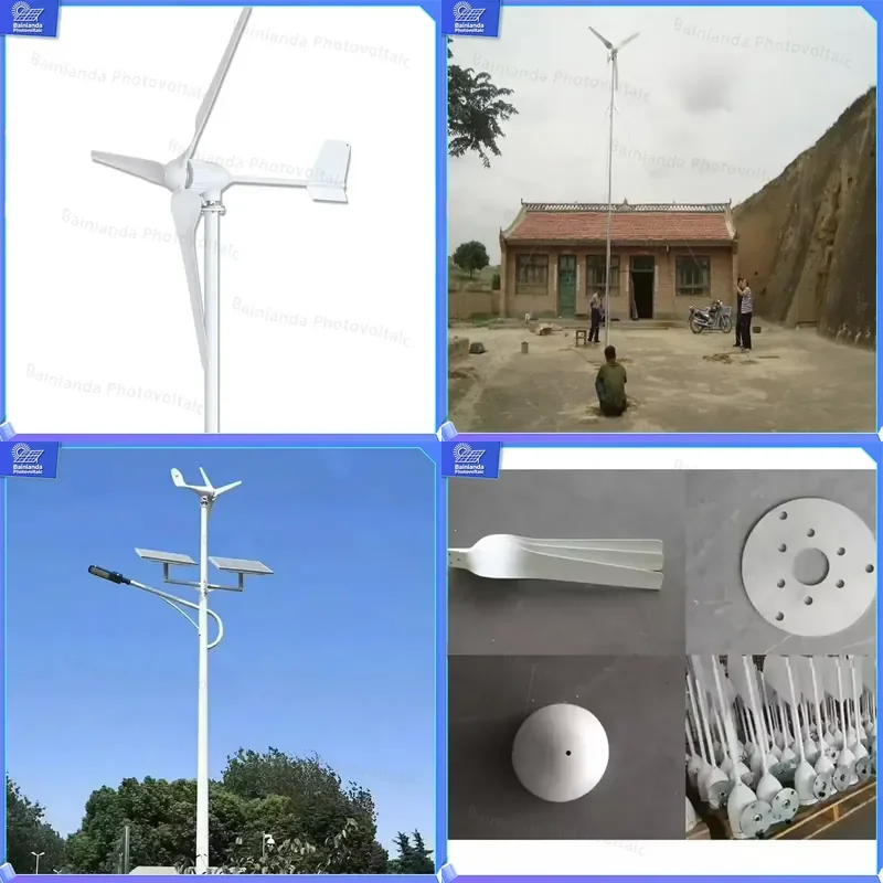 1KW 2KW 3KW 5KW Horizontal Wind Turbine Solar Hybrid Power Generator System Home Off Grid Energy Kit Renewable Power Supply