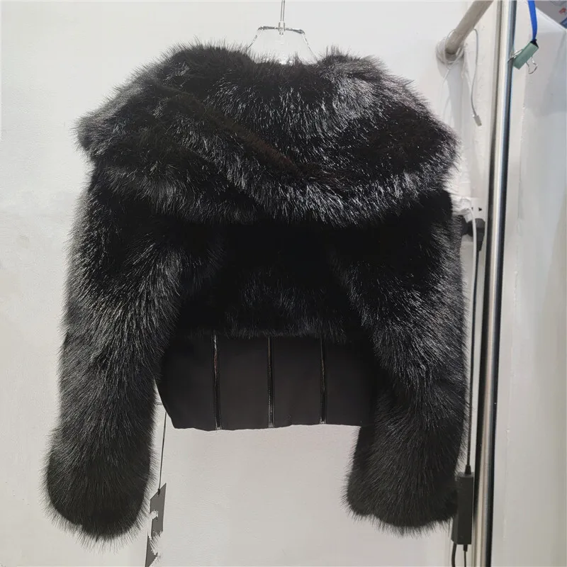 Hksh 2025 inverno novas mulheres casaco curto falso fu patxhwork zíper cintura cinching fino ajuste streetwear luxo ins jaqueta quente hk14812