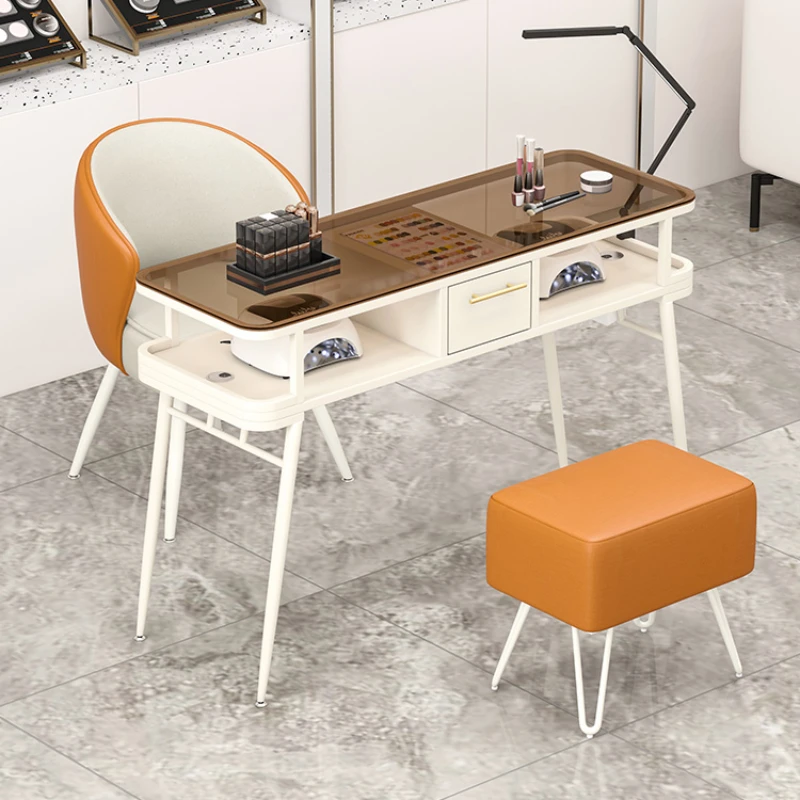 

Luxury Galss Tabletop Nail Table Modern Simplicity Professional Nail Table Dressing Mesa De Manicure Salon Furniture BLNT