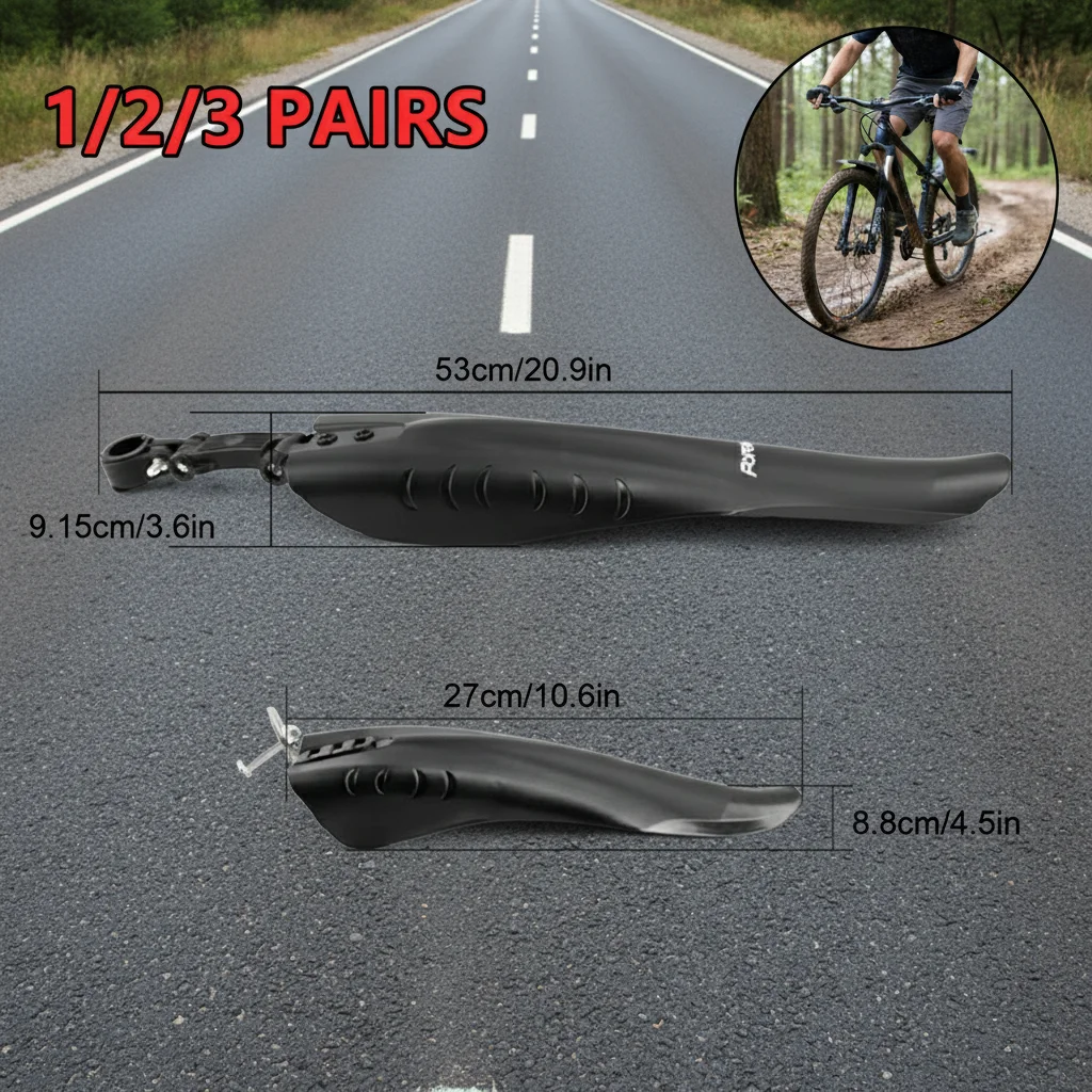 

1/2/3Pairs Mountain Bicycle Road Bike Fender Front Rear Mudguard Quick Release Road Cycling MTB Fender Bicycle Accessories