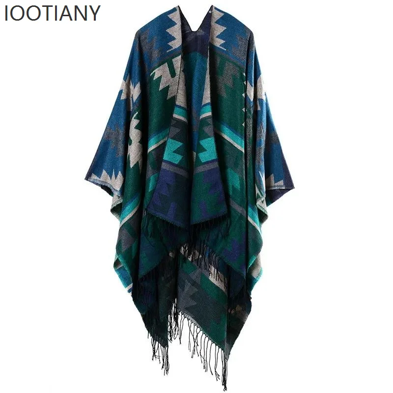 Autumn And Winter Popular New Scarf Women's Cross Plum Blossom Tassels Extended Shawl Imitation Cashmere Thickened Shawl Scarf 2