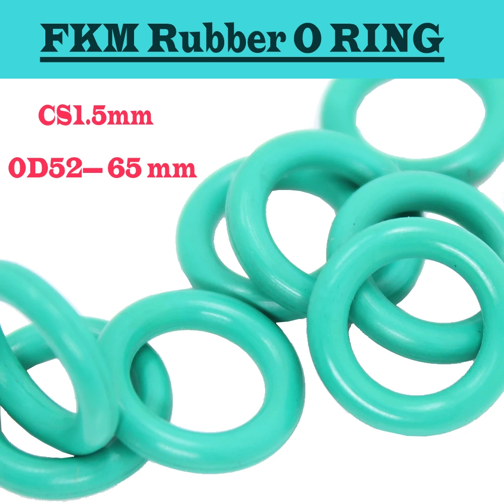 CS1.5mm FKM Rubber O RING OD 52/53/54/55/56/57/58/59/60/61/62/63/64/65*1.5 mm 20PCS O-Ring Fluorine Gasket Oil seal Green ORing