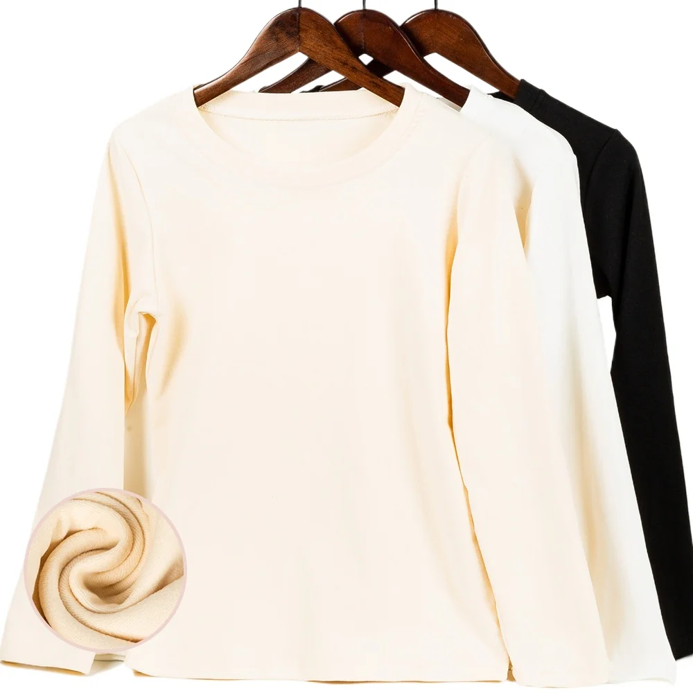 

Women Thermal Underwear Autumn Winter Thicken Turtleneck Bottom Shirt De Velvet Constant Warm Tops O-Neck Long Sleeve Pullovers