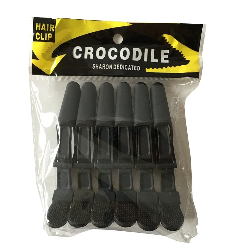 6Pcs Kunststoff Schwarz Matt Krokodil Haar Grip Clips Qualität Salon Haar Abschnitt Clips Friseur Schneiden Schellen – Detail 2