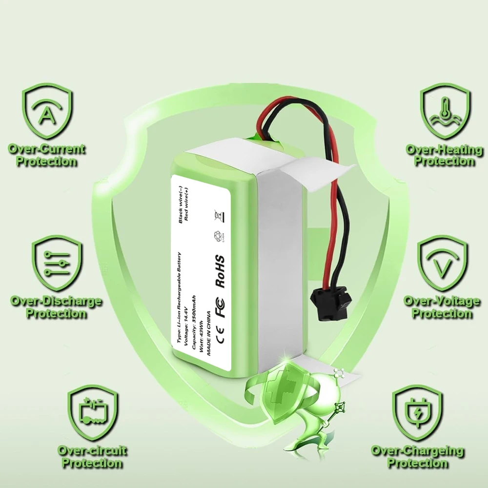 Eufy RoboVac 11S batería de repuesto 14,4 V 3500mAh para 11S MAX 25C 30C 15C 35C G10 G20 G30 Edge Robot aspirador