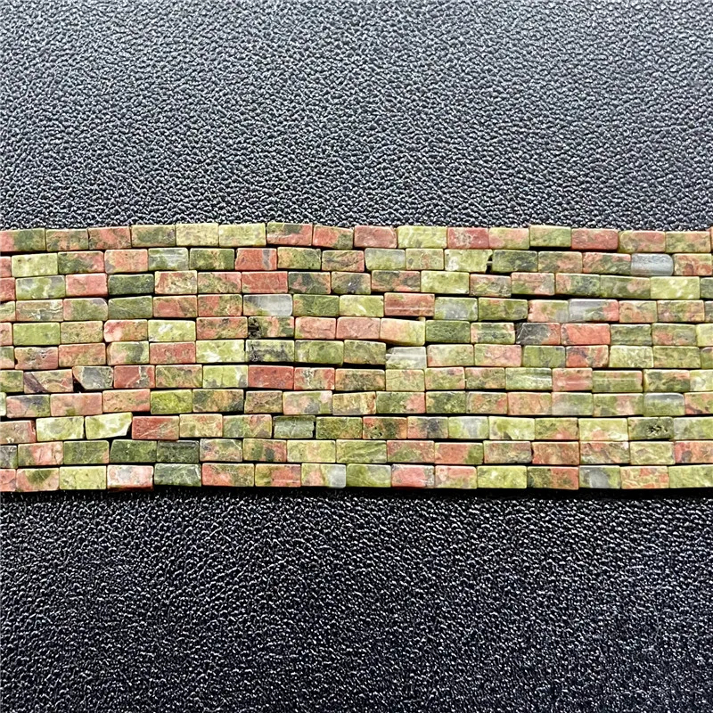 Natural Stone Small Cuboid Unakite Beads Rectangle Shape Loose Beads for Fashion Jewelry Making DIY Bracelet Necklace Components