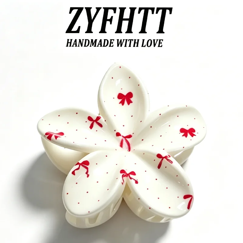1/6 Stück ZYFHTT Kirschblüten-Karo-Druck Frangipani Haarklammern für Frauen Süße Niedliche Haifischklammer Modische Haarspange Haaraccessoire – Detail 5