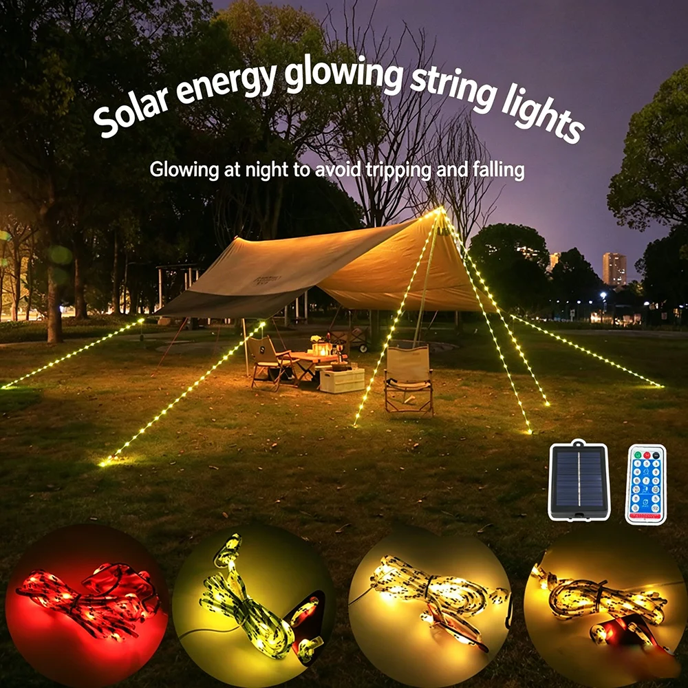 

5-метровая гирлянда на солнечных батареях, водонепроницаемая, светодиодная, для фестивалей, сада, забора, кемпинга, создания атмосферы, для ночных мероприятий