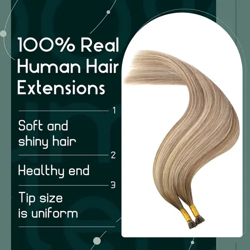 Imagen 2 del producto Extensiones de cabello Ugeat Straight I Tip Fusion Capsule Keratin Hair 14/22 pulgadas Cabello humano real natural Cabello Remy