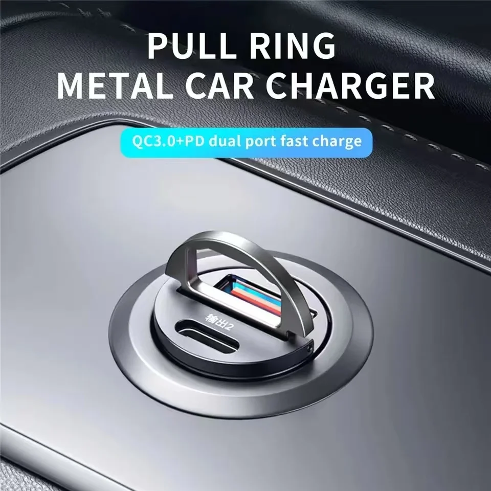 Мини-автомобильное зарядное устройство QC3.0 PD 30W с быстрой зарядкой, адаптер USB Type-C для прикуривателя 12-24В для Xiaomi, Samsung, Huawei, iPhone.