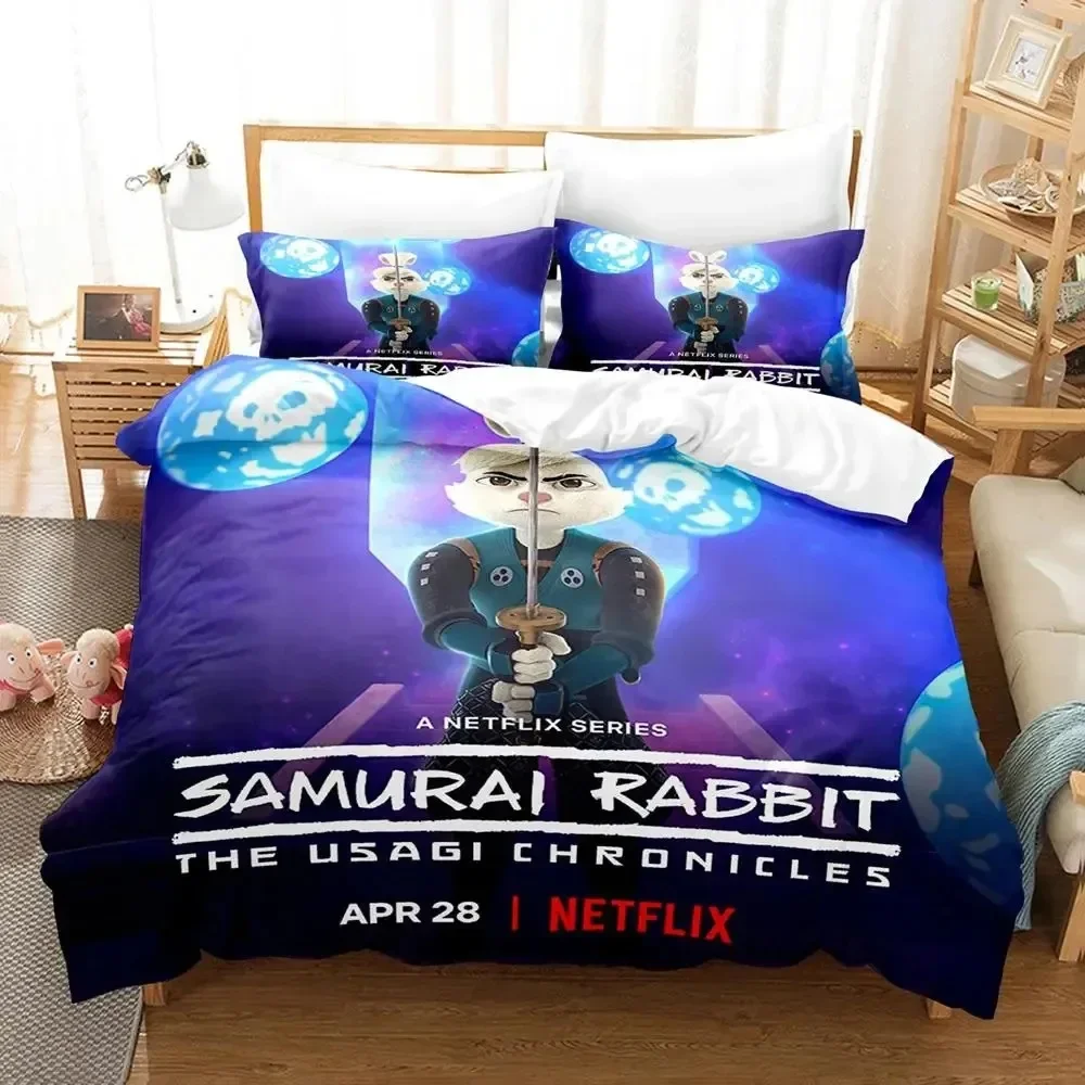 Anime Samurai Rabbit Usagi Bedding Set Duvet Cover Bed Set Quilt Cover Pillowcase Comforter king Queen Size Boys Adult