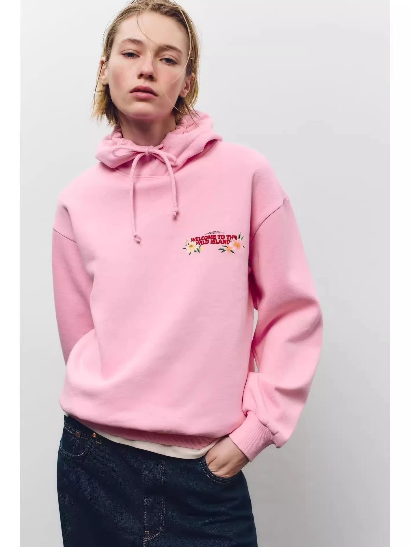 ربيع 2025 المرأة الحلو فضفاضة تناسب هوديي البلوز Jaet Street Sle طويلة Sve القطن طاقم Ne مطبوعة تصميم جديد Arr... #3