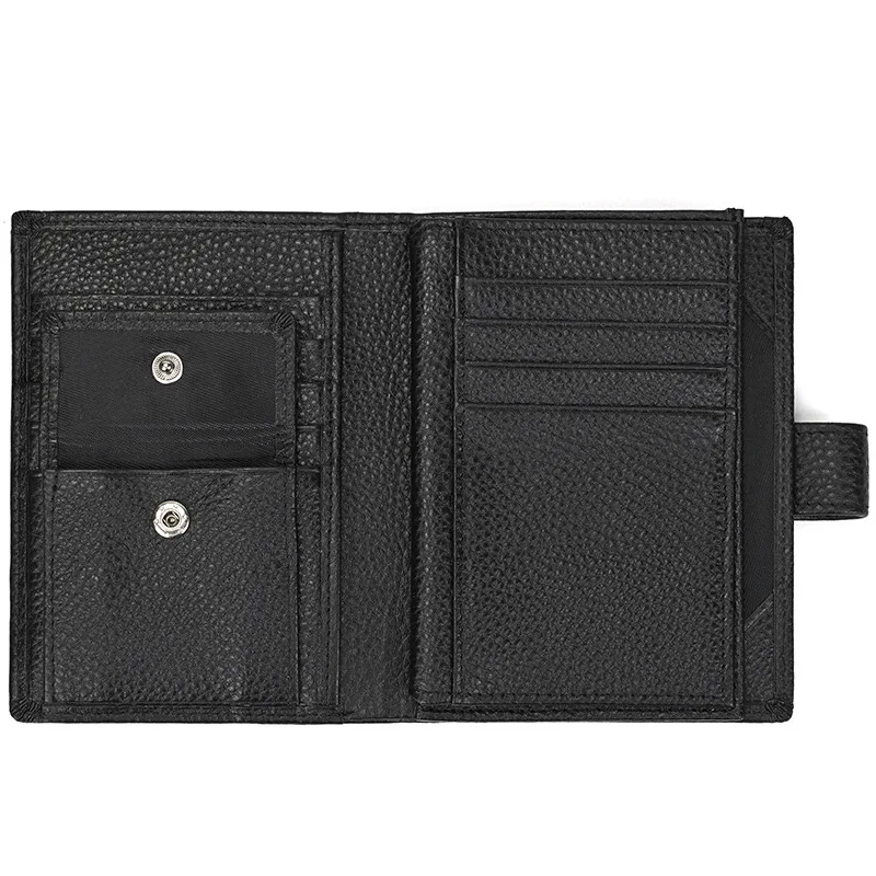 Dompet Kulit Asli Pendek Hitam untuk Pria Tas Clutch Kulit Sapi Asli Mini Tempat Kartu Dompet Koin Dengan Kotak Hadiah