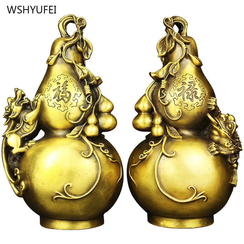 

Copper gourd and Pixiu ornaments Crafts home decoration Feng Shui Accessories Housewarming gift Sculpture decor Attract wealth