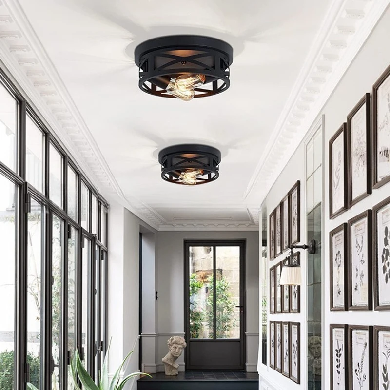 Amazon US standard black recessed ceiling lamp, suitable for hallway farmhouse retro ceiling lamp
