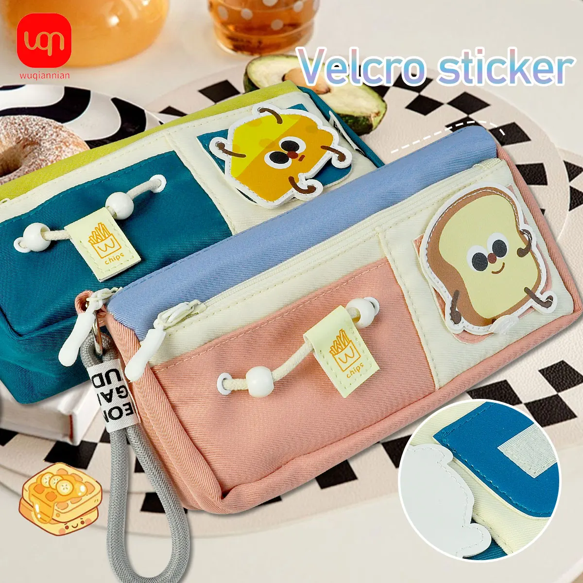 WQN Multi-color Zipper Pencil Case 1pc Easy Carry Waterproof Dustproof Large Capacity Storage Super Practical for School &Office