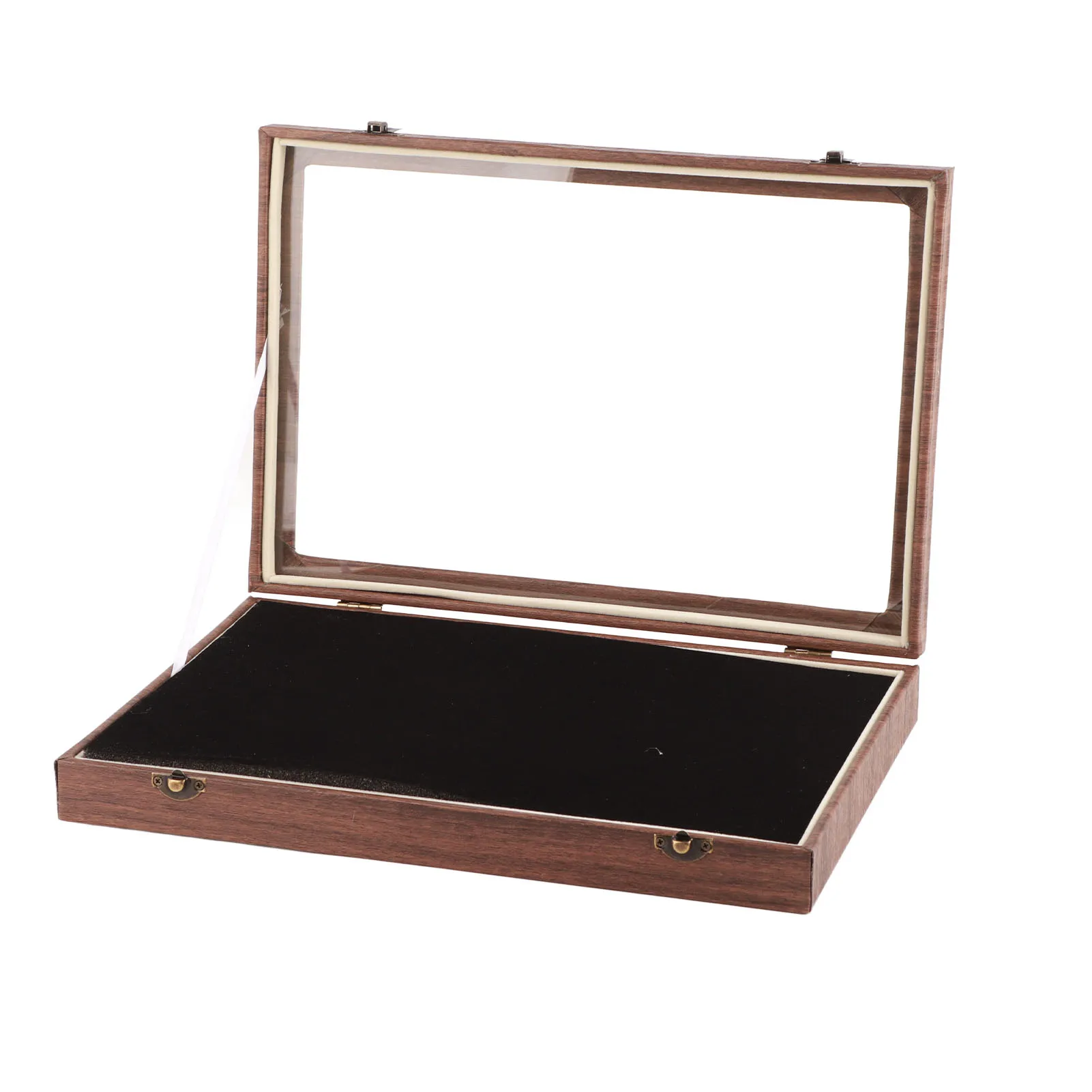 

Pin Display Case Large Black PU Leather Dustproof Glass Widely Used Display Case for Jewelry Badge Enamel Pin Display Case