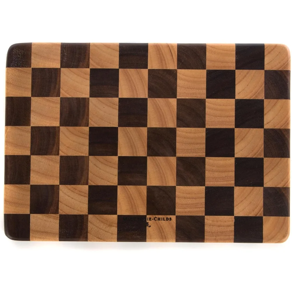 MACKENZIE-CHILDS Wood Serving Board, Countertop Wooden Cutting Board and Serving Board for Charcuterie, 8 x 12, Check