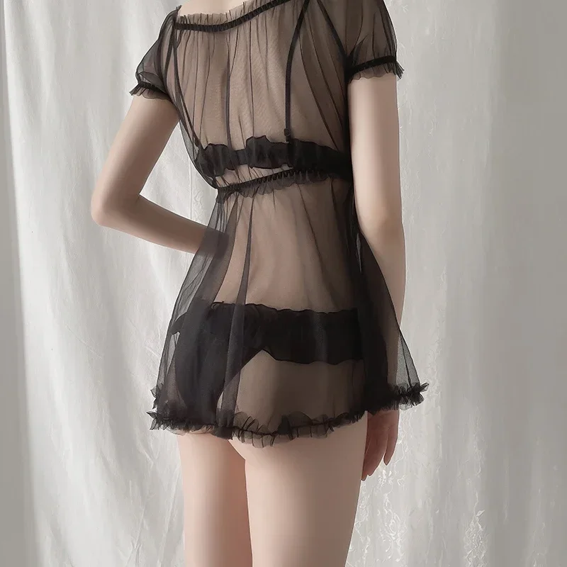 

Сексуальное женское белье для девочек, милое платье Лолиты, прозрачный костюм, женский эротический комплект прозрачного нижнего белья, кавайный косплей, горячий бюстгальтер, трусики, наряд