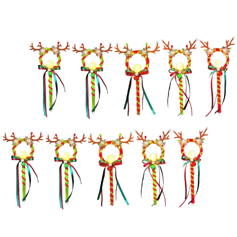 Pacote 10/15 chifres rena iluminados, varinha brilhante, tema bastões iluminados para comemorações festas