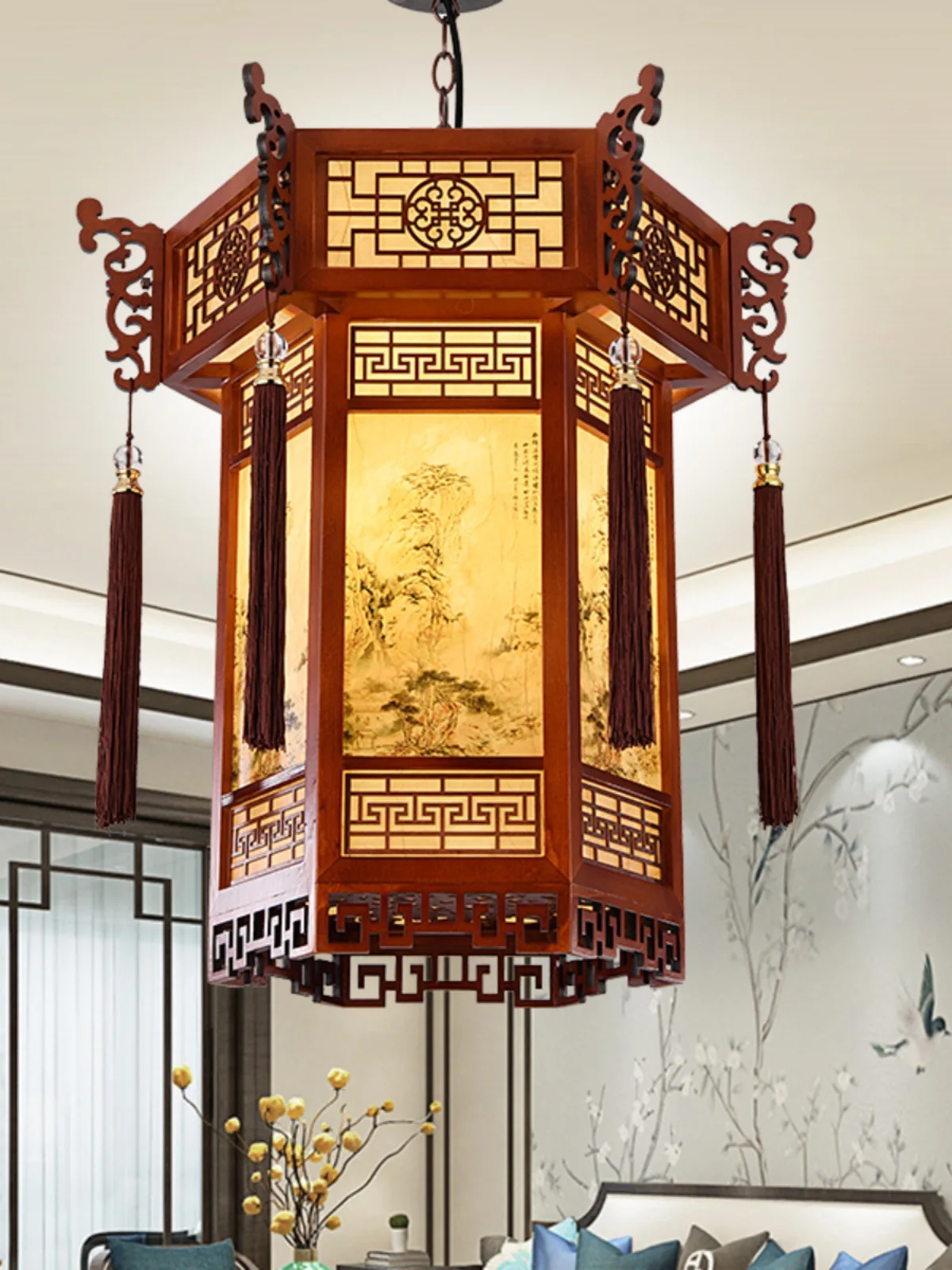 Chinese solid wood antique palace lantern temple court corridor pavilion palace lantern antique hall ancient architecture Chines