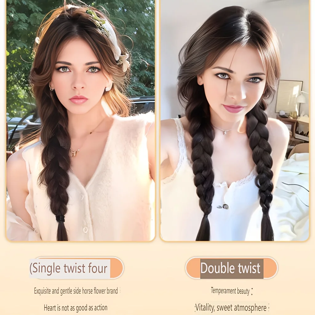 

Synthetic Wig: Fluffy Volumizing Braided Ponytail, Elegant Braided Plait, 20 Inches/Single Piece