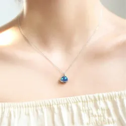 그라데이션 블루 그린 어스 컬러 꿈꾸는 귀여운 행성 925 스털링 실버 쥬얼리, 연인 선물 쇄골 체인 목걸이, HZX547, 신제품