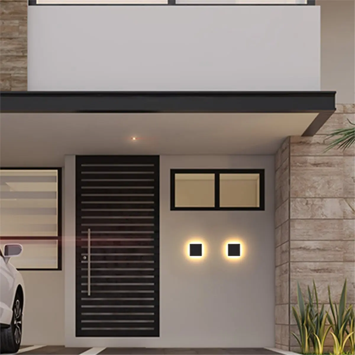 belong 2pcs Small LED Outdoor Wall Lights 3000K Wall Sconce Square Modern Exterior Lighting Fixtures IP65 Outside Porch Light