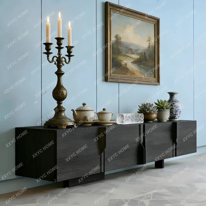 XXMedieval paint TV cabinet black floor-to-ceiling audio-visual cabinet