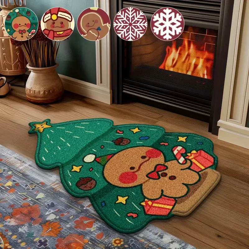 VIKAMA Cute Christmas Bathroom No Slip Rugs Xmas Decorations Bath Mat Christmas Tree for Home Holiday Christmas Decoration