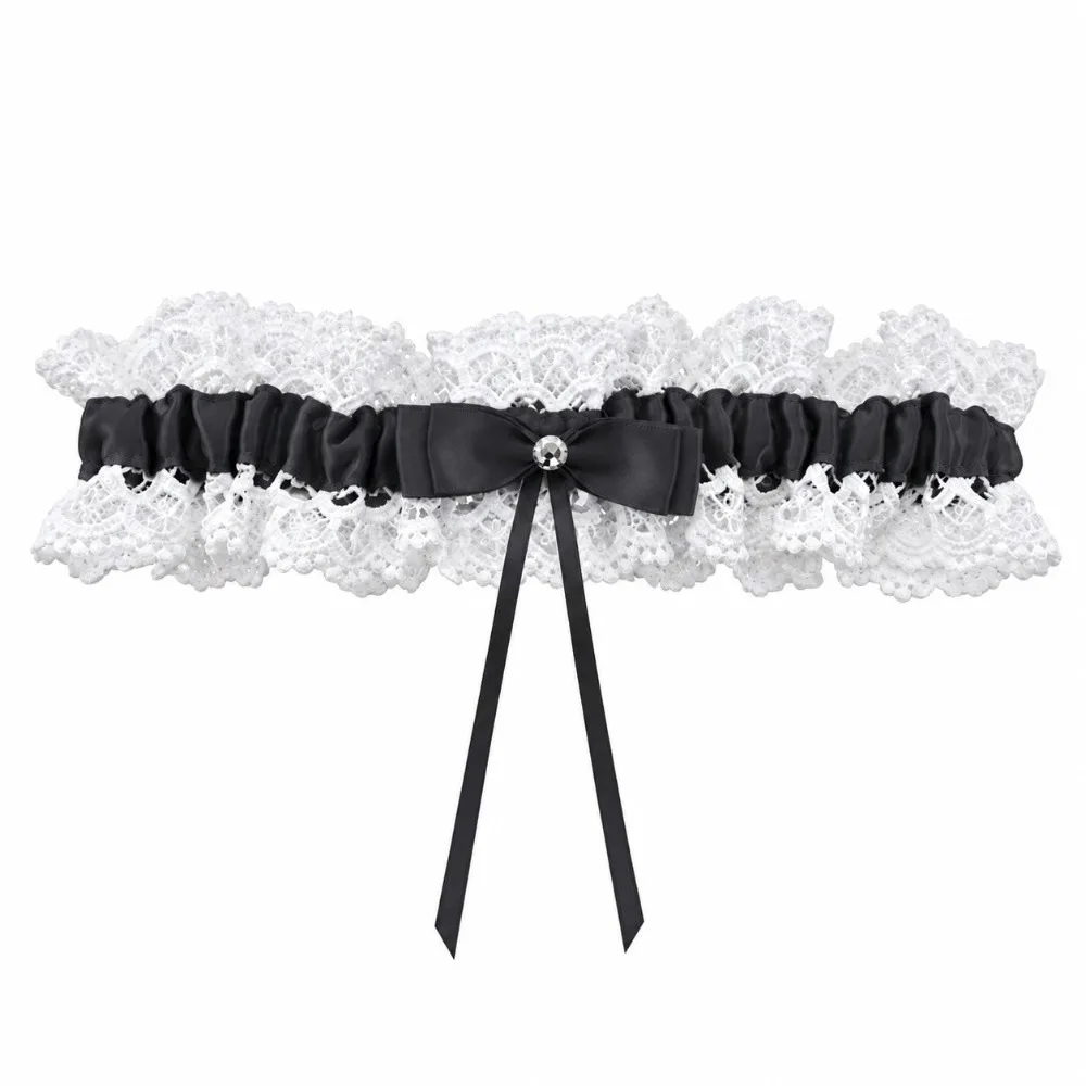 Sweet Lace Bow Garter Belt Silky Smooth Satin Elastic Thigh Bands Adjustable Strap Bowknot Leg Loop for Women