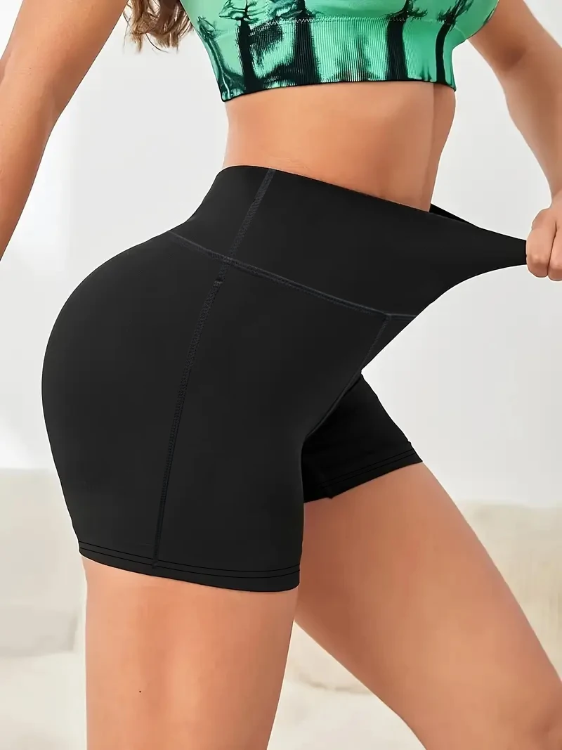 Yoga shorts high waist hip lifting slim short pants women's leggings fittness sport solid color shorts running training tights