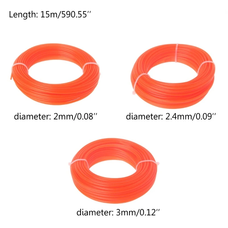 2/2.4/3mm 15M Nylon Trimmer Line Brush Cutter Rope Lawn Mower Wire