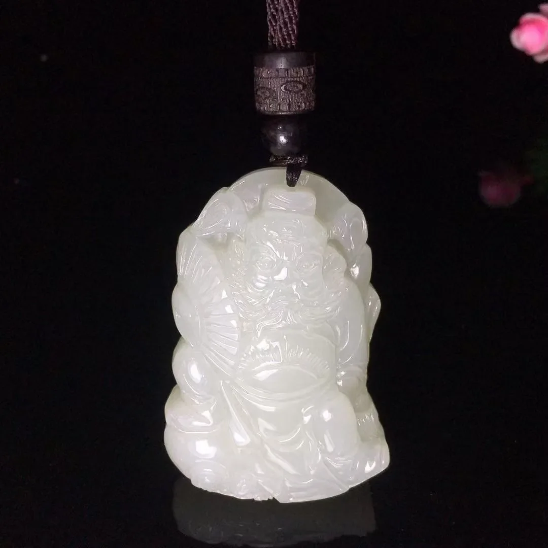 Natural 100% real cyan hetian jade pendant necklace hand-carved Zhong Kui necklaces pendants man woman jade jewelry Bless peace